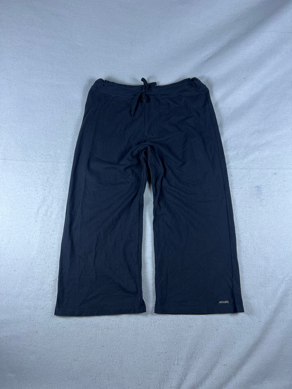 Athleta Pants Womens 28 Black Wide Leg Drawstring Loungewear Comfort Pants Crop